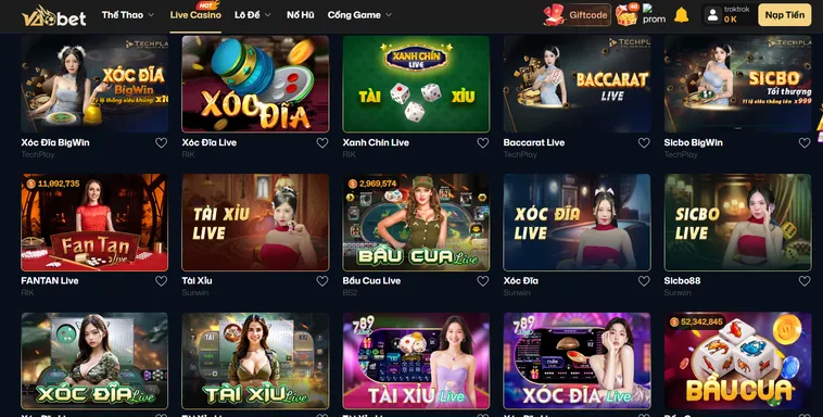 Live Casino VaoBet Đỉnh Cao Giải Trí Sòng Bạc Trực Tuyến Đẳng Cấp