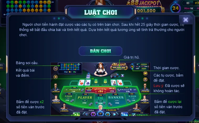 Nổ Hũ Baccarat Lucky 88 Tại VaoBet Sảnh Cá Cược Đẳng Cấp Với Hệ Số Nhân Khủng