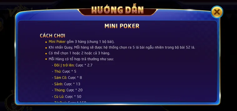 Table Game Mini Poker Tại VaoBet Trò Chơi Quay Số Hấp Dẫn Với Jackpot Khủng